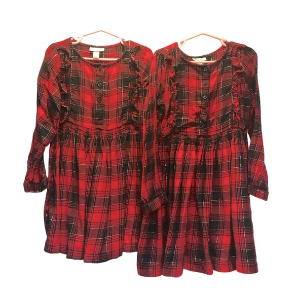 Cat & Jack long sleeve Buffalo plaid ruffle dress, XS (4/5) and S (6/6X) - Picture 5 of 8